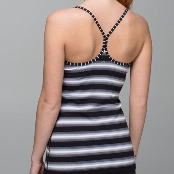 Lululemon Black White Striped Power Y Racerback Tank Top - Picture 1 of 5